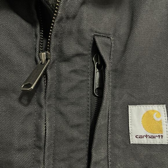 Carhartt Vest Men's Large Sherpa Lined Gray Canvas OV4277-M Loose Fit Mock Neck - Picture 7 of 10
